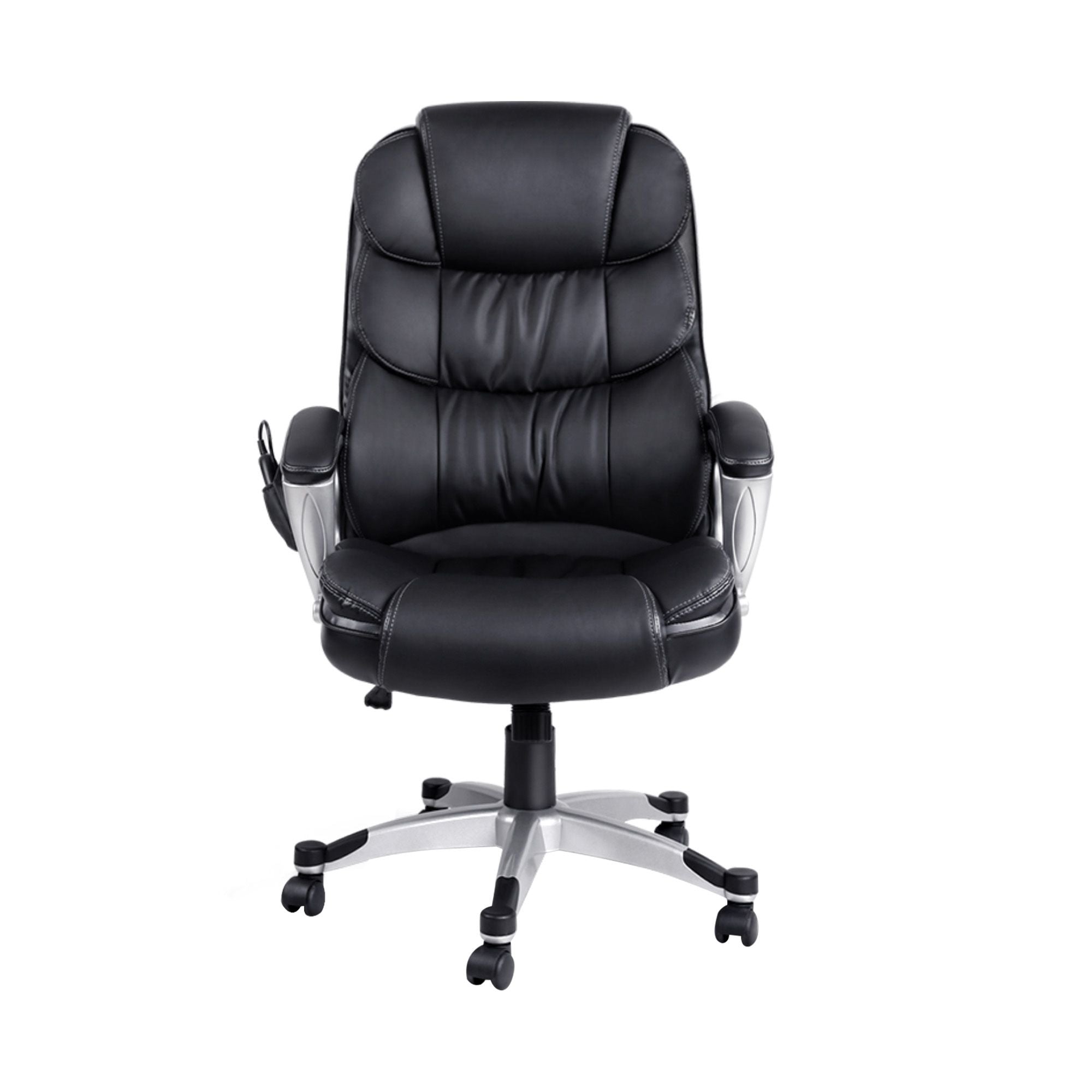 Artiss 8 Point Massage Office Chair Heated Seat PU Black MOC-1237M-BK