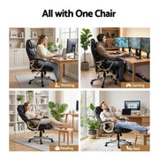 Artiss 8 Point Massage Office Chair Heated Seat PU Black MOC-1237M-BK