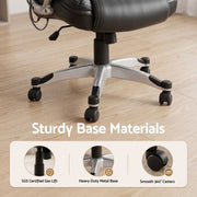 Artiss 8 Point Massage Office Chair Heated Seat PU Black MOC-1237M-BK