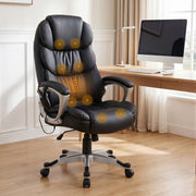 Artiss 8 Point Massage Office Chair Heated Seat PU Black MOC-1237M-BK