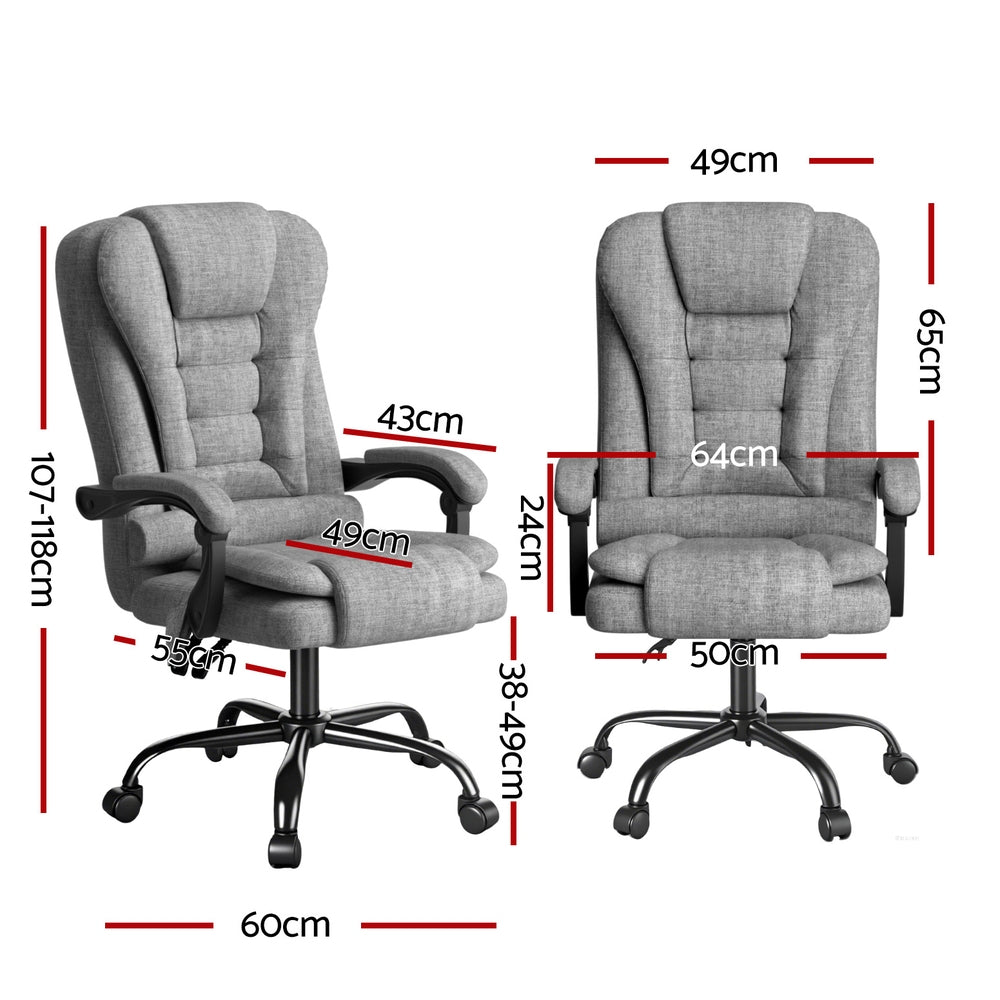Artiss Executive Office Chair 4-Point Massage Adjustable Ergonomic Recline Back MOC-C-FZ23-4P-GR
