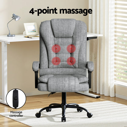 Artiss Executive Office Chair 4-Point Massage Adjustable Ergonomic Recline Back MOC-C-FZ23-4P-GR