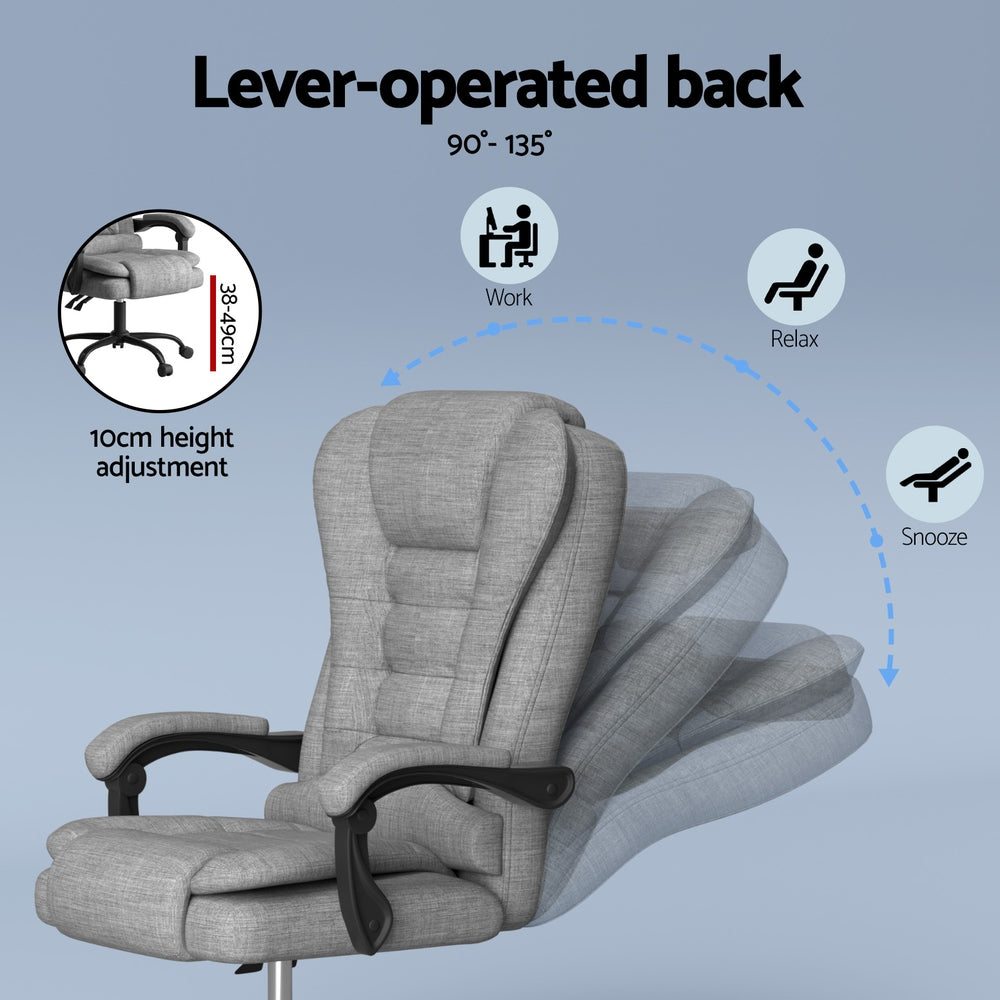 Artiss Executive Office Chair 4-Point Massage Adjustable Ergonomic Recline Back MOC-C-FZ23-4P-GR