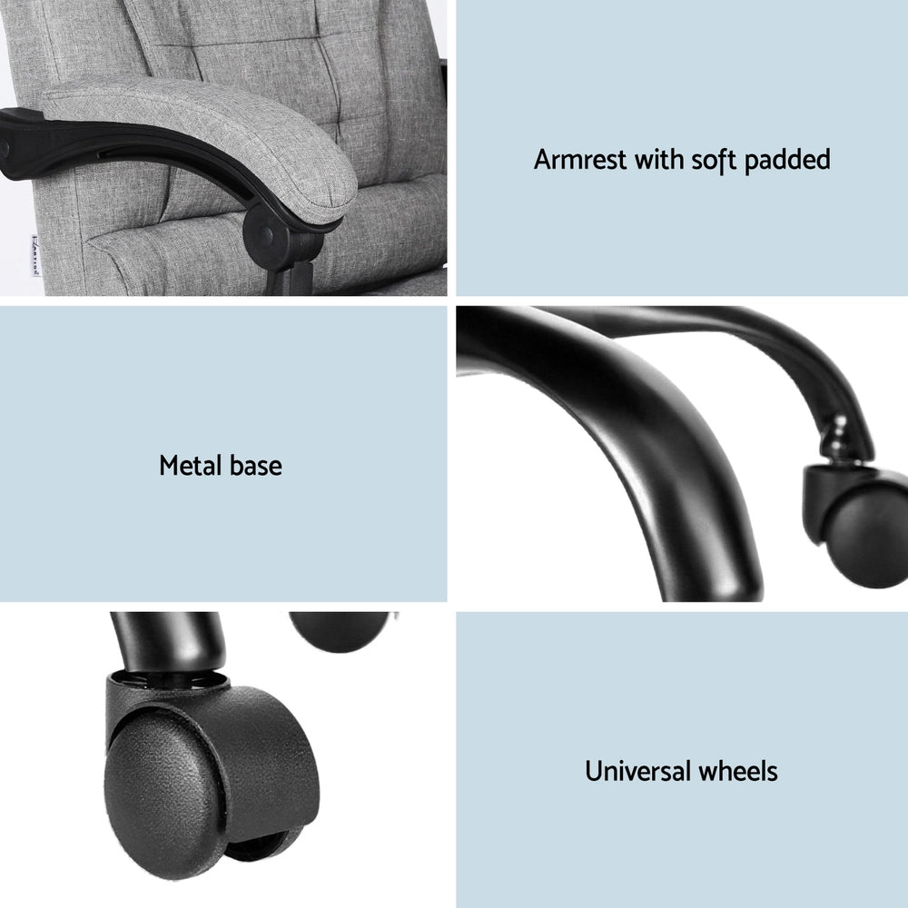 Artiss Executive Office Chair 4-Point Massage Adjustable Ergonomic Recline Back MOC-C-FZ23-4P-GR