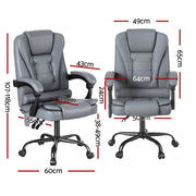 Artiss Executive Office Chair 4-Point Massage Adjustable Ergonomic Recline PU MOC-C-FZ23-4P-PU-GR
