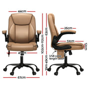 Artiss 2 Point Massage Office Chair Leather Mid Back Brown MOC-C-FZ40-2P-EP