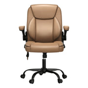 Artiss 2 Point Massage Office Chair Leather Mid Back Brown MOC-C-FZ40-2P-EP