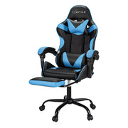 Artiss 2 Point Massage Gaming Office Chair Footrest Cyan Blue MOC-GC-2P-BK-CY