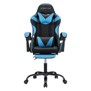 Artiss 2 Point Massage Gaming Office Chair Footrest Cyan Blue MOC-GC-2P-BK-CY