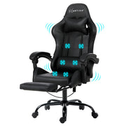 Artiss 6 Point Massage Gaming Office Chair Footrest Black MOC-GC-6P-BK