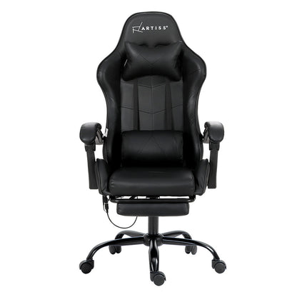 Artiss 6 Point Massage Gaming Office Chair Footrest Black MOC-GC-6P-BK