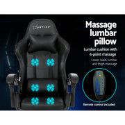 Artiss 6 Point Massage Gaming Office Chair Footrest Black MOC-GC-6P-BK