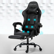Artiss 6 Point Massage Gaming Office Chair Footrest Black MOC-GC-6P-BK