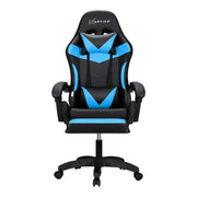 Artiss 6 Point Massage Gaming Office Chair 7 LED Footrest Cyan Blue MOC-GC-6P-LED-BK-CY