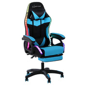 Artiss Gaming Office Chair 12 RGB LED Massage Computer Work Seat Footrest Cyan MOC-L-GC-8P-LED-CY