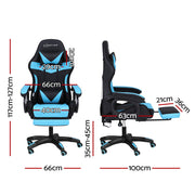Artiss Gaming Office Chair 12 RGB LED Massage Computer Work Seat Footrest Cyan MOC-L-GC-8P-LED-CY