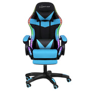 Artiss Gaming Office Chair 12 RGB LED Massage Computer Work Seat Footrest Cyan MOC-L-GC-8P-LED-CY