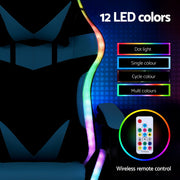 Artiss Gaming Office Chair 12 RGB LED Massage Computer Work Seat Footrest Cyan MOC-L-GC-8P-LED-CY