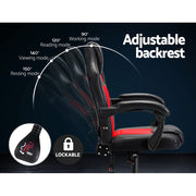 Artiss 2 Point Massage Gaming Office Chair PU Leather Red MOC-R16-2P-BK-RD