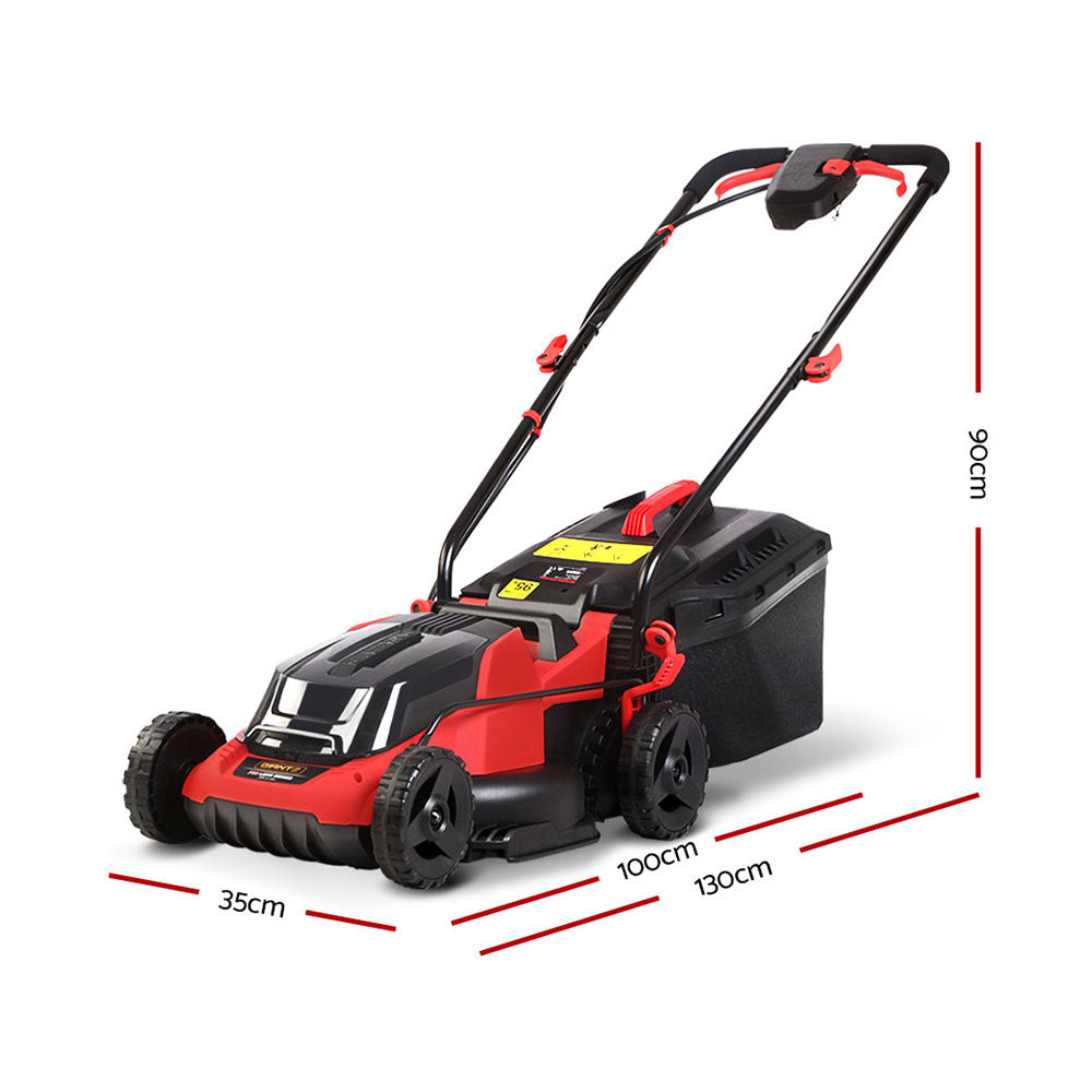 Giantz Lawn Mower Cordless 40V Battery Electric Lawnmower 34cm Width MOWER-LI34-RDBK