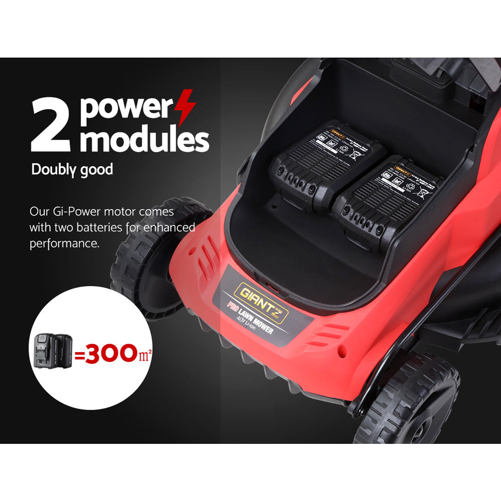 Giantz Lawn Mower Cordless 40V Battery Electric Lawnmower 34cm Width MOWER-LI34-RDBK