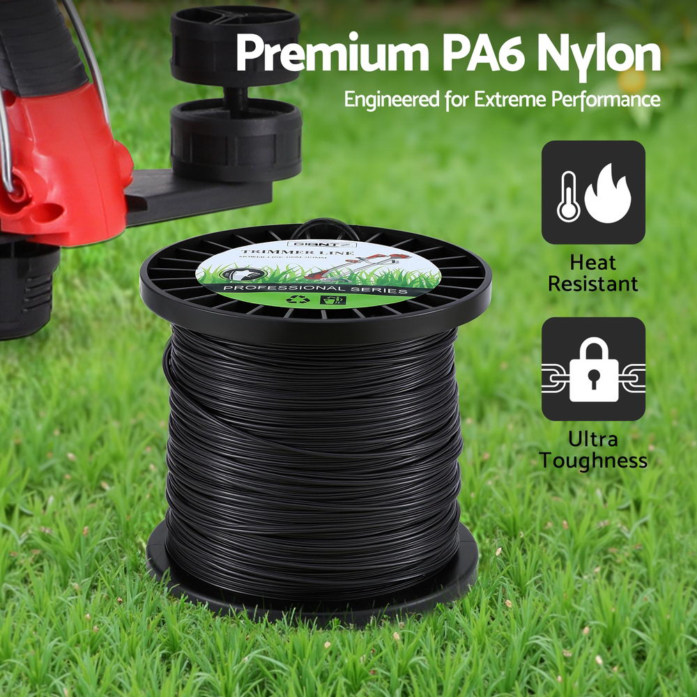 Giantz 100M Whipper Snipper Trimmer Line 2.4mm Star Nylon String Cord Black MOWER-LINE-100M-2P4MM