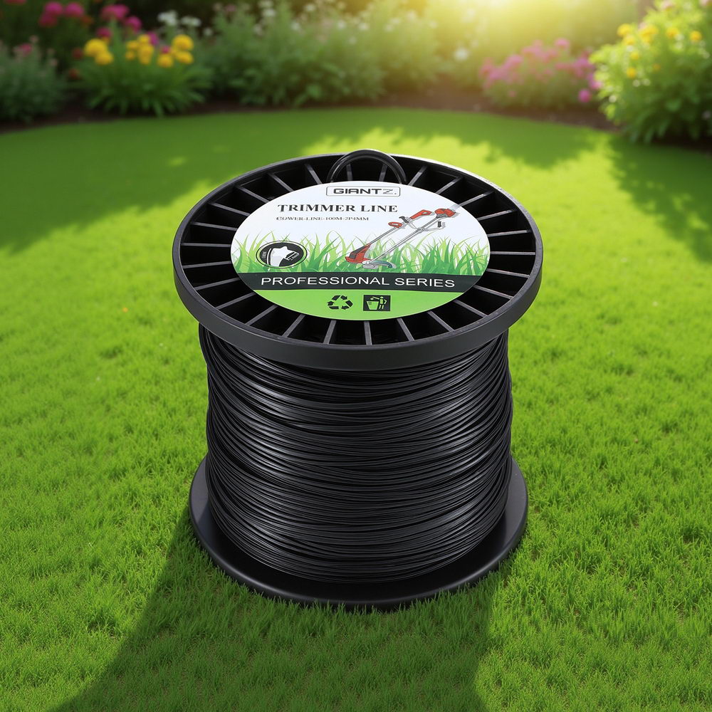 Giantz 100M Whipper Snipper Trimmer Line 2.4mm Star Nylon String Cord Black MOWER-LINE-100M-2P4MM