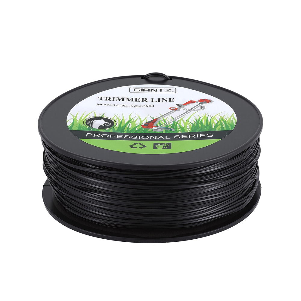 Giantz 100M Whipper Snipper Trimmer Line 3.0mm Star Nylon String Cord Black MOWER-LINE-100M-3MM