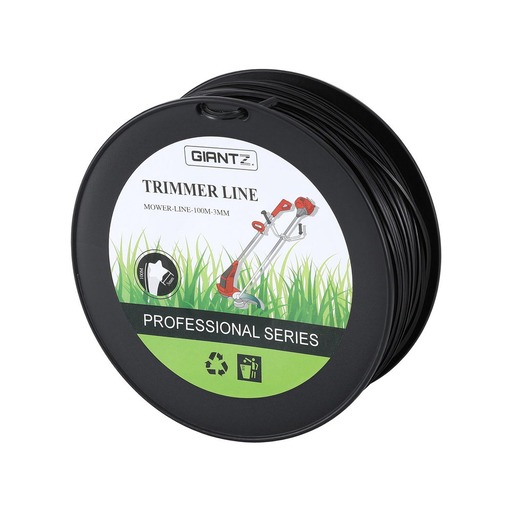 Giantz 100M Whipper Snipper Trimmer Line 3.0mm Star Nylon String Cord Black MOWER-LINE-100M-3MM