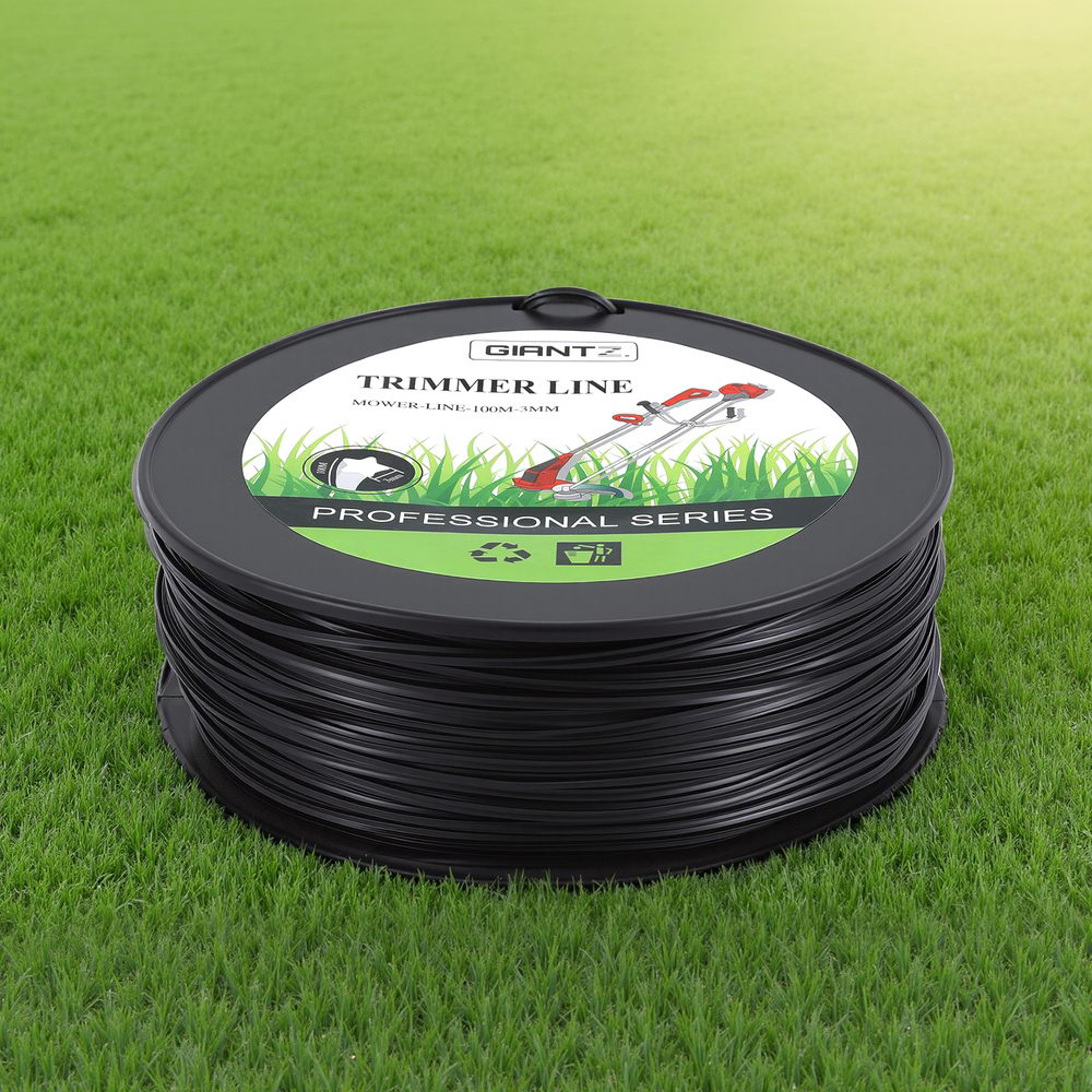 Giantz 100M Whipper Snipper Trimmer Line 3.0mm Star Nylon String Cord Black MOWER-LINE-100M-3MM