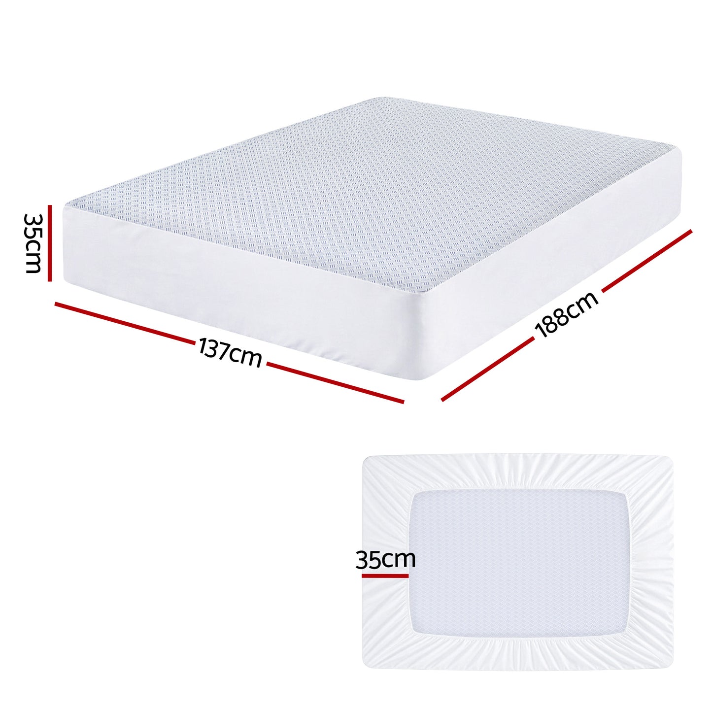 Giselle Cooling Mattress Protector Waterproof Deep Pocket Fitted Cover Double MP-COOL-D