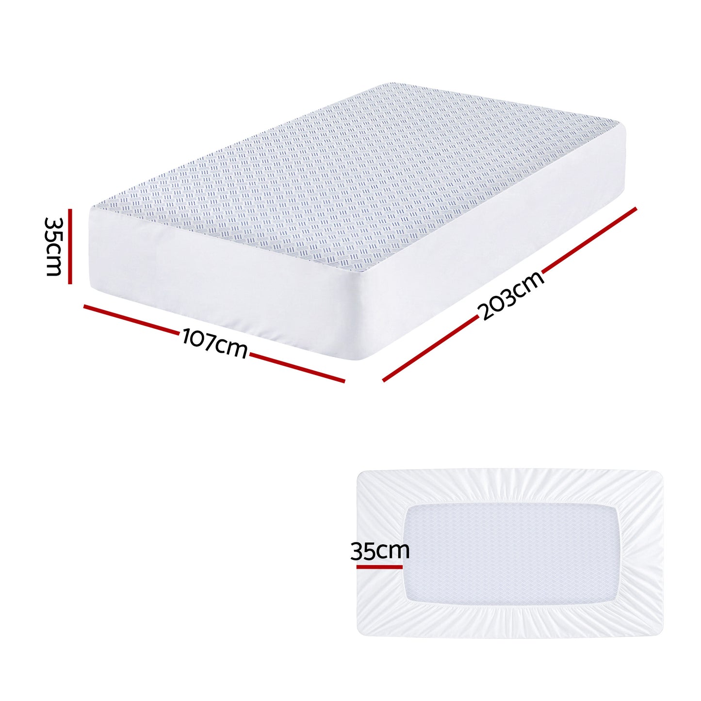 Giselle Cooling Mattress Protector Waterproof Deep Pocket Fitted Cover King Single MP-COOL-KS
