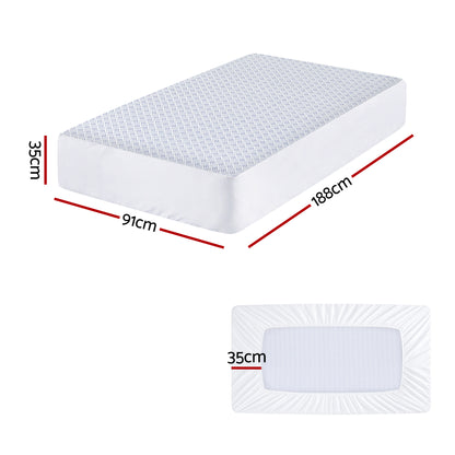 Giselle Cooling Mattress Protector Waterproof Deep Pocket Fitted Cover Single MP-COOL-S