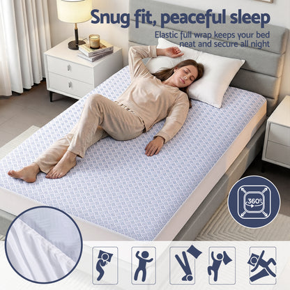 Giselle Cooling Mattress Protector Waterproof Deep Pocket Fitted Cover Single MP-COOL-S