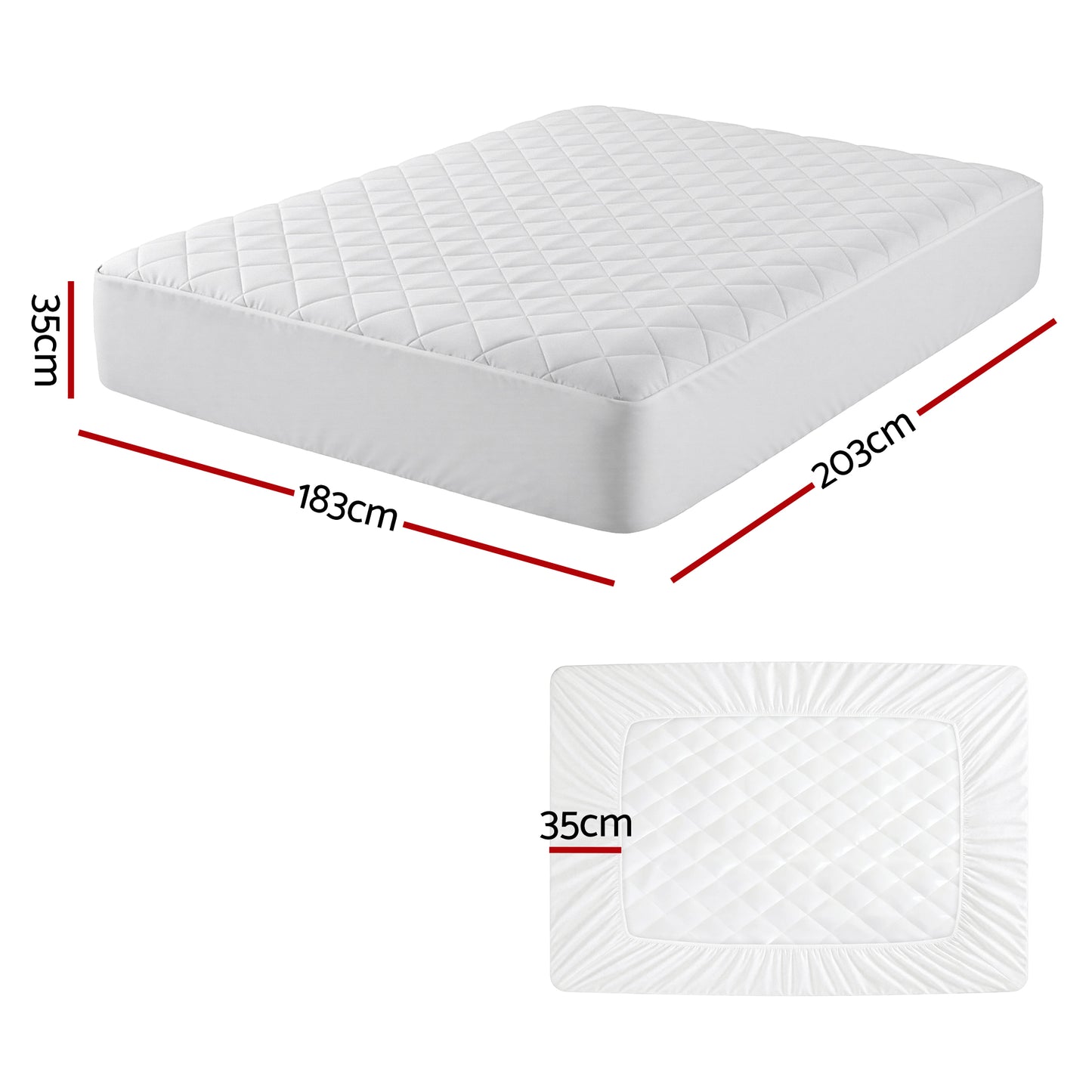 Giselle Waterproof Mattress Protector 100% Cotton Quilted Fitted Cover King MP-COT-WHITE-K