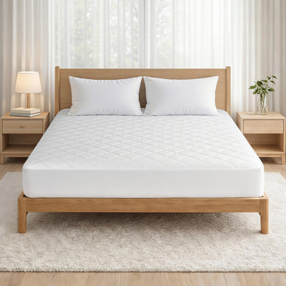 Giselle Waterproof Mattress Protector 100% Cotton Quilted Fitted Cover King MP-COT-WHITE-K