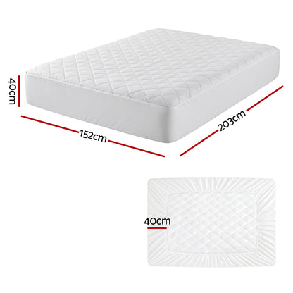 Giselle Waterproof Mattress Protector 100% Cotton Quilted Fitted Cover Queen MP-COT-WHITE-Q