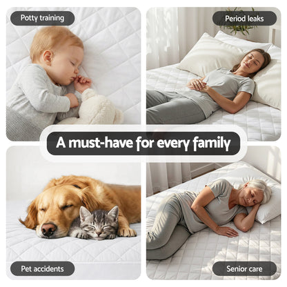 Giselle Waterproof Mattress Protector 100% Cotton Quilted Fitted Cover Single MP-COT-WHITE-S