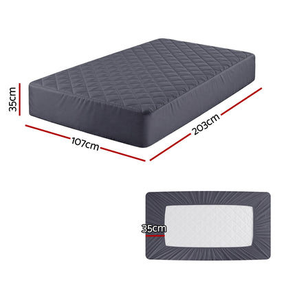 Giselle Water-Resistant Mattress Protector Microfiber 360 degrees Fit King Single MP-MF-GRAY-KS