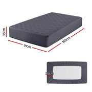 Giselle Water-Resistant Mattress Protector Microfiber 35cm 360 degrees Fit Single MP-MF-GRAY-S