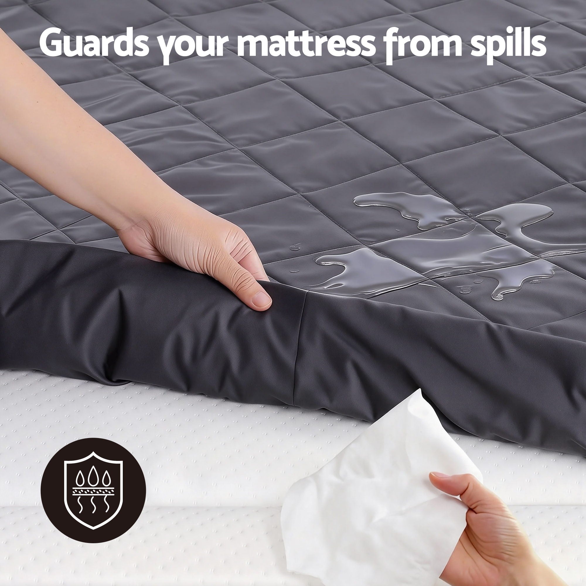 Giselle Water-Resistant Mattress Protector Microfiber 35cm 360 degrees Fit Single MP-MF-GRAY-S