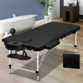 Zenses Massage Table 70cm Portable 2 Fold Aluminium Beauty Bed Black MT-ALUM-2FOLD-BK-70