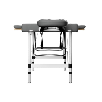 Zenses Massage Table 55cm Portable 2 Fold Aluminium Beauty Bed Grey MT-ALUM-2FOLD-GR-55