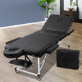 Zenses Massage Table 60cm Portable 3 Fold Aluminium Beauty Bed Black MT-ALUM-F4-BLACK-60