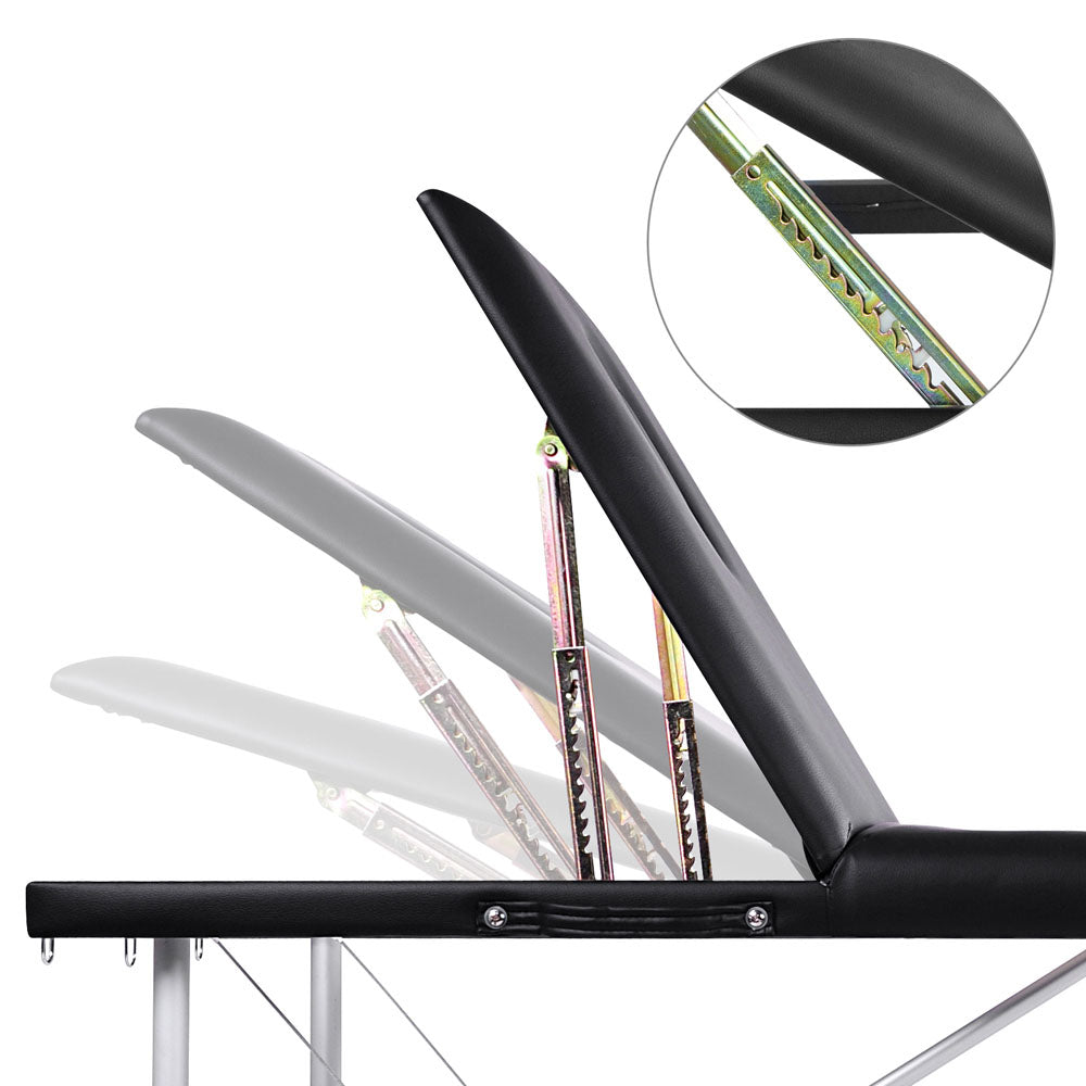 Zenses Massage Table 60cm Portable 3 Fold Aluminium Beauty Bed Black MT-ALUM-F4-BLACK-60