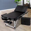 Zenses Massage Table 70cm Portable 3 Fold Aluminium Beauty Bed Black MT-ALUM-GA301-BK-70