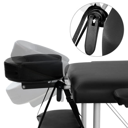 Zenses Massage Table 75cm Portable 3 Fold Aluminium Beauty Bed Black MT-ALUM-GA301-BK-75