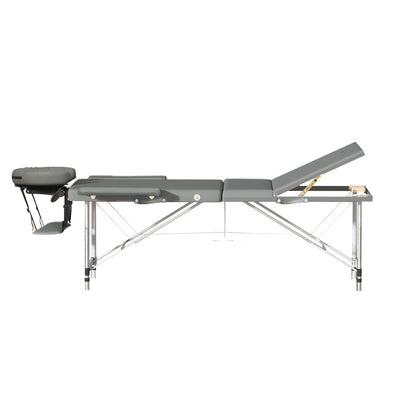 Zenses Massage Table 75cm Portable 3 Fold Aluminium Beauty Bed Grey MT-ALUM-GA301-GR-75