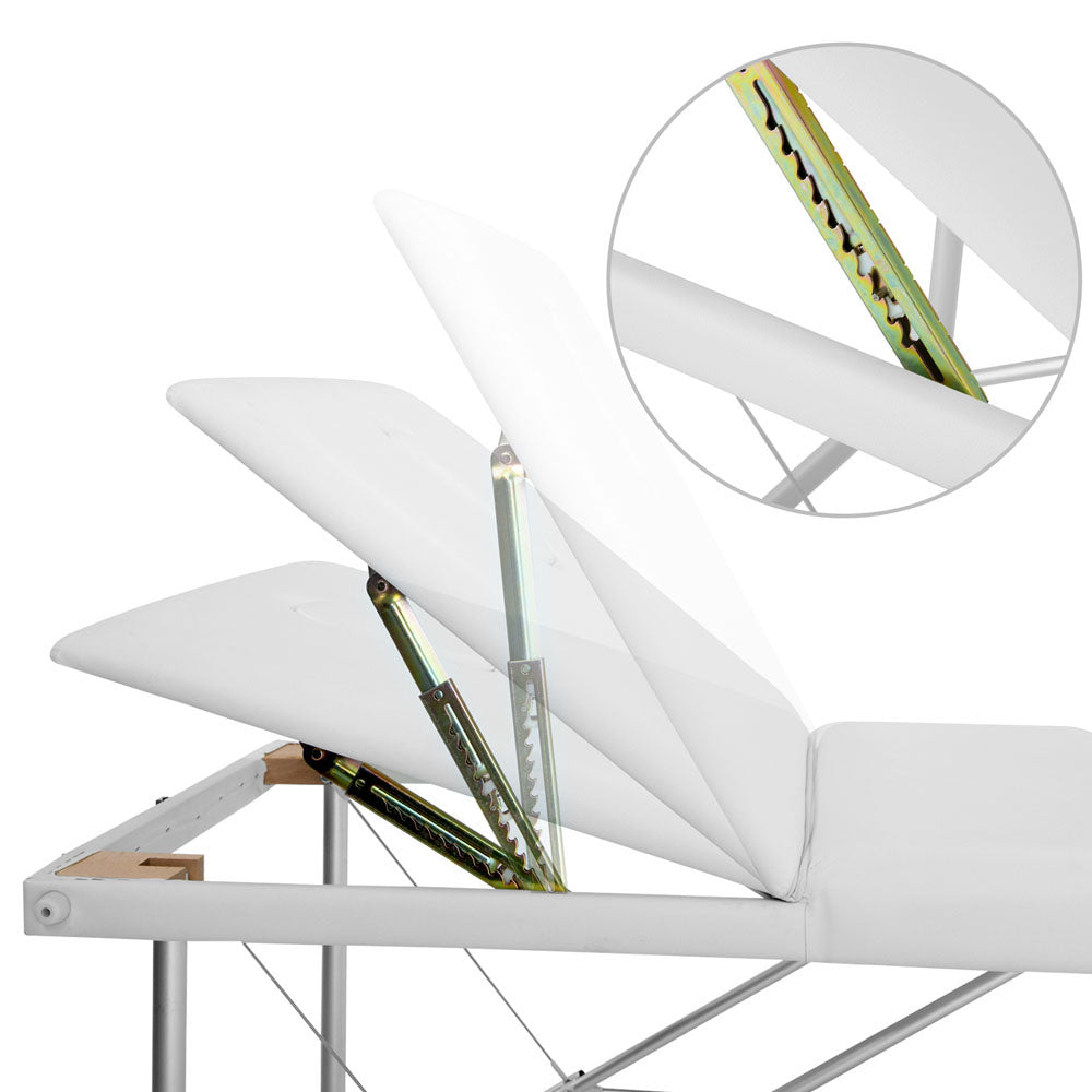 Zenses Massage Table 75cm Portable 3 Fold Aluminium Beauty Bed White MT-ALUM-GA301-WHITE-75