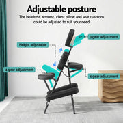 Zenses Portable Massage Chair Lightweight Folding Tattoo Lash Beauty Bed MT-CHR-40-BK